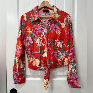 NWOT Cynthia Rowley Tropical Floral Long Sleeve Button Down Shirt